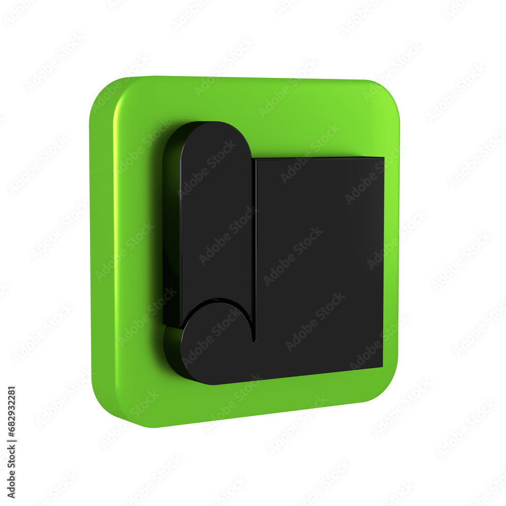 Aufkleber black graphing paper for engineering icon isolated on transparent background. green square button.