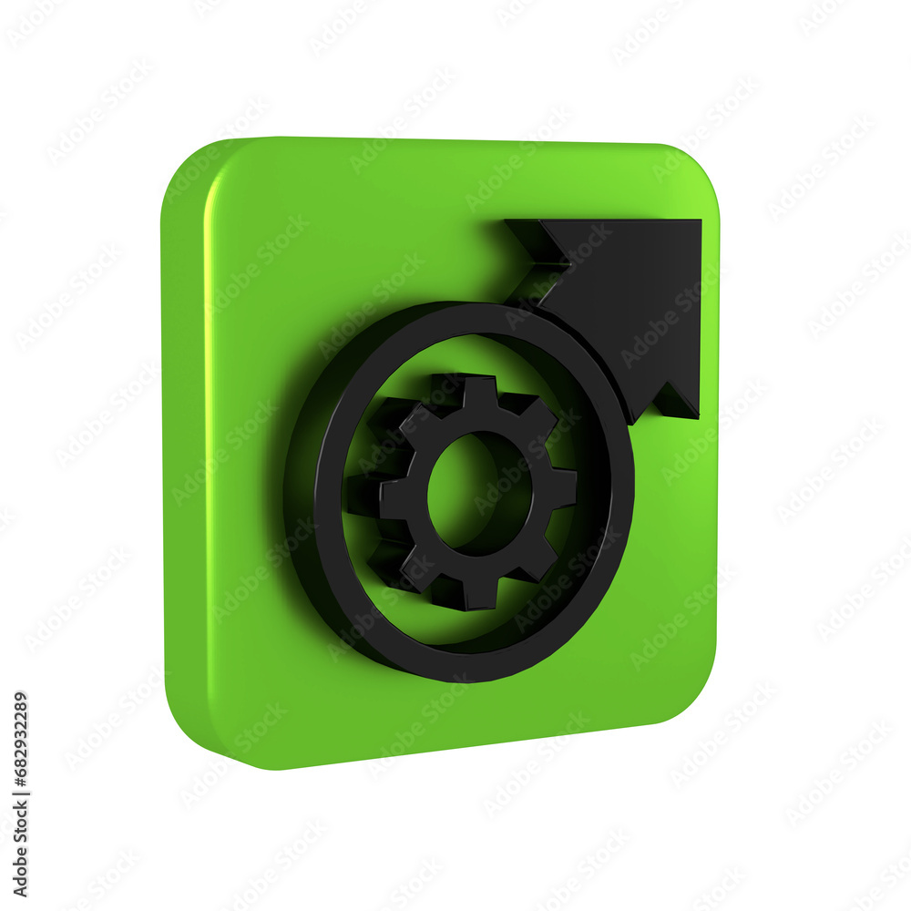 Poster black gear and arrows as workflow process concept icon isolated on transparent background. gear relo
