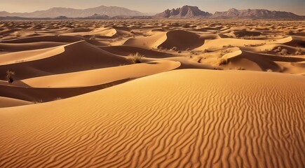 Fototapeta na wymiar sunset in the desert, panoramic desert scene, sand in the desert, landscape in the desert