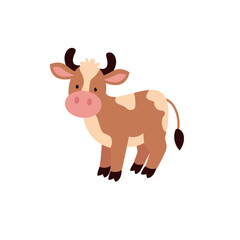 Cow.  Hand drawn colored trendy Vector illustrations. Funny characters. Cartoon style. Isolated on white background