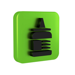 Black Glue icon isolated on transparent background. Green square button.