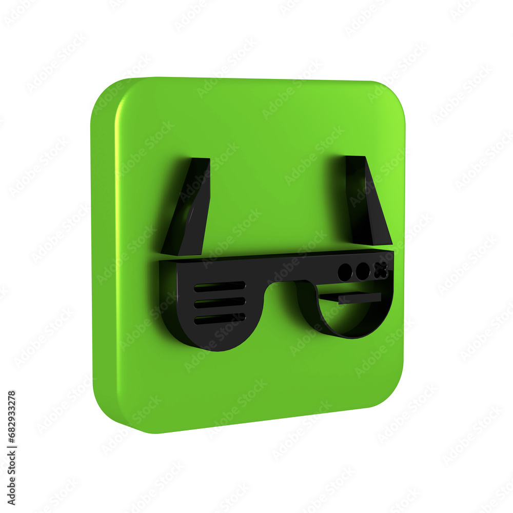 Poster black smart glasses mounted on spectacles icon isolated on transparent background. wearable electron