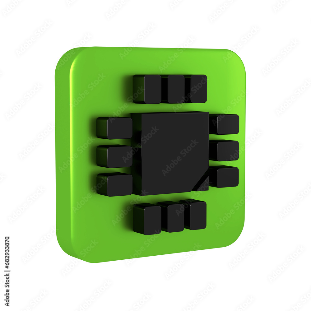 Aufkleber black computer processor with microcircuits cpu icon isolated on transparent background. chip or cpu
