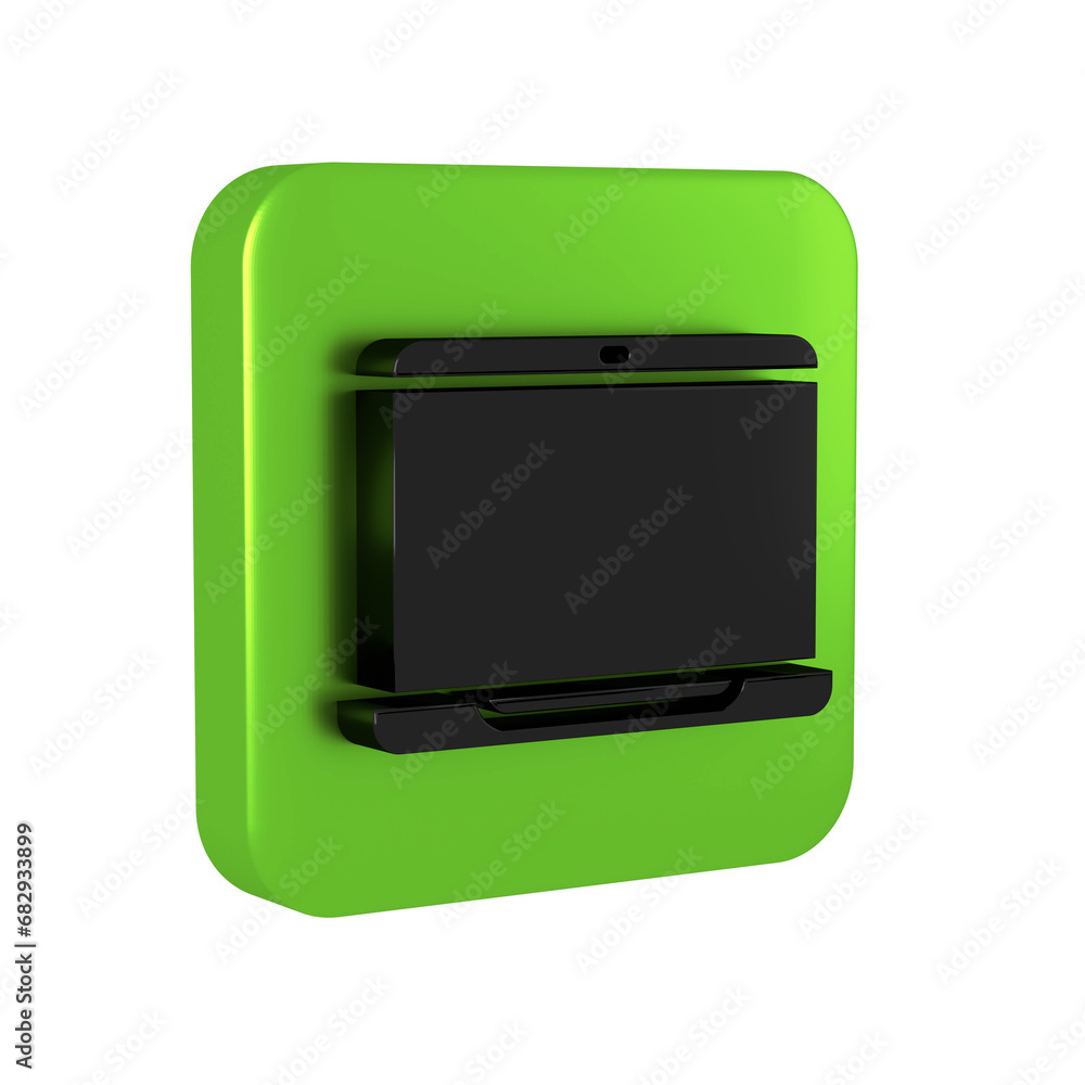 Poster black laptop icon isolated on transparent background. computer notebook with empty screen sign. gree