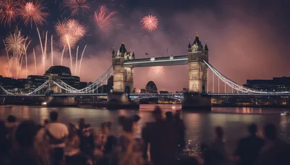 Zelfklevend Fotobehang Firework in london bridge © Adi