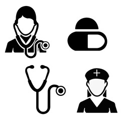 Doctor iconflat style  female. Physician doctor - a provider of patient care flat icon for apps and websites. stethoscope vector icon in trendy flat design.