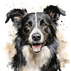 Fototapeta premium watercolor Border Collie clipart, Generative Ai
