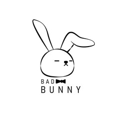 cool bad bunny head logo design isolated black background