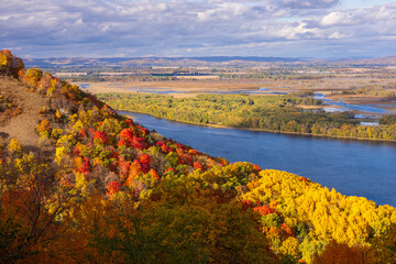 A Scenic View Of The Mississippi River In Autumn