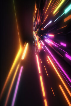 Beautiful neon light , abstract fast speed, AI Generative