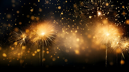 golden and gold firework new year background