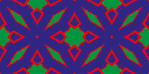 Dynamic shapes composition. Seamless pattern with symmetric geometric ornament. Ornamental mosaic texture.