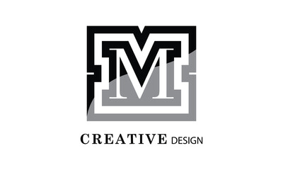 M  black creative modern simple word M brand minimal logo design.