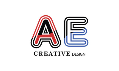AE  black red  creative modern simple word AE brand minimal logo design.