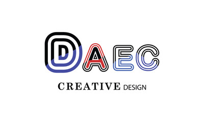 DAEC black blue creative modern simple word DAEC  brand minimal logo design.