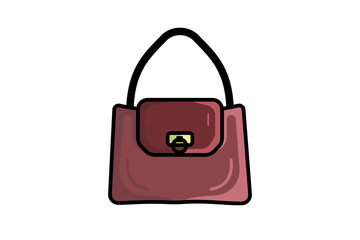 Elegant Ladies Bright Leather Bag with Black Handle vector design. Beauty fashion objects icon concept. New arrival women fashion bag vector design.