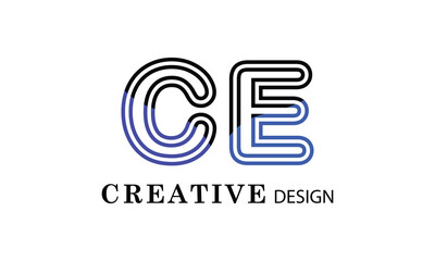 CE black blue creative modern simple word CE brand minimal logo design.