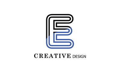 E black blue creative modern simple word E brand minimal logo design.