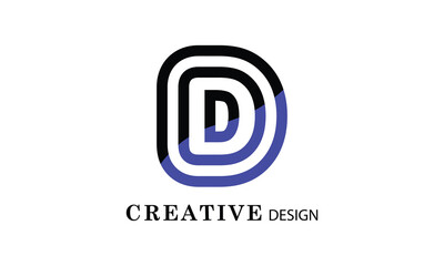 D black blue creative modern simple word D brand minimal logo design.