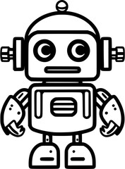 Fototapeta premium Simple Robot Droid Icon in Hand-drawn Style