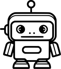 Fototapeta premium Simple Robot Droid Icon in Hand-drawn Style
