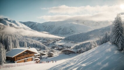 Beautiful mountain landscape in winter