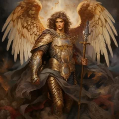 Deurstickers Archangel Saint Michael Warrior Angel from Bible © Arcane Imaginarium