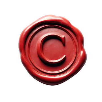recommend clip art: Red wax seal of alphabet C isolated on transparent background.