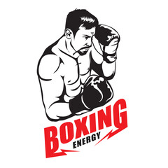 Boxing man vector illustration, perfect for Boxing training, competition fight logo and t shirt design 