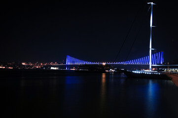 Bosphorus bridge view at night.