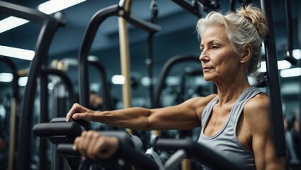 Obraz premium Elderly woman doing sports