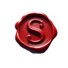 Red wax seal of alphabet S isolated on transparent background. - obrazy, fototapety, plakaty