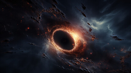 Black hole abstract illustration, AI Generation