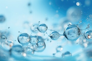 Close-up macro photo of water drops or oil bubbles on blue background.