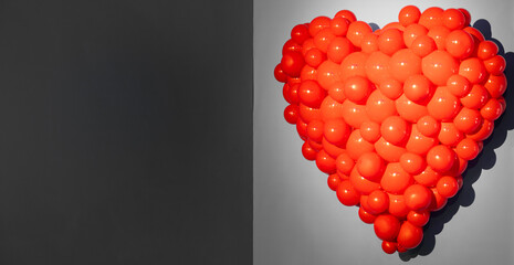 Red heart - symbol of love, romantic, celebration. Concept with copy space.