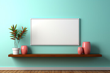 Mock up poster frame in interior background.