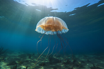 Fototapeta na wymiar Photo of jellyfish swimming
