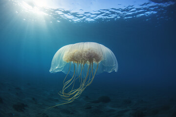 Fototapeta na wymiar Photo of jellyfish swimming