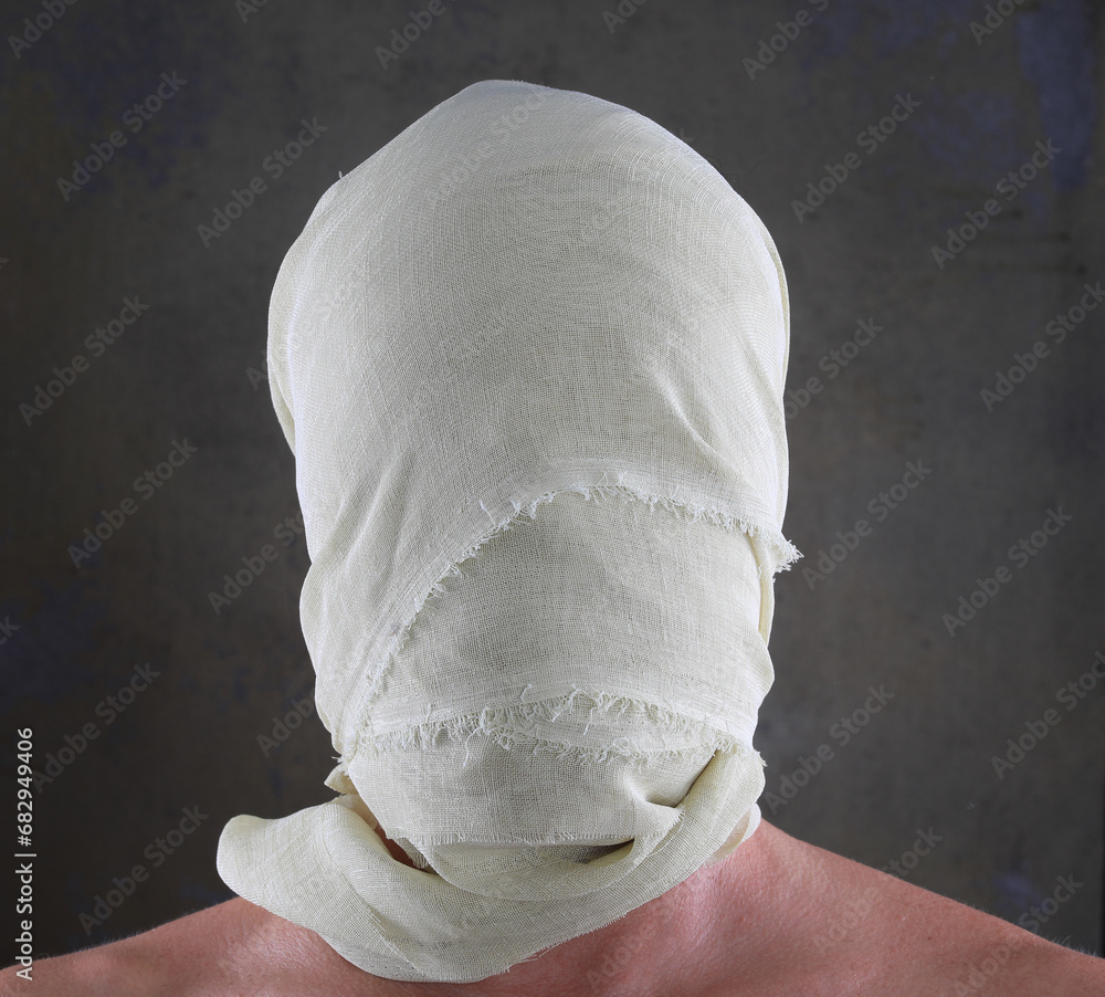 Poster portrait of a mummy in white bandages