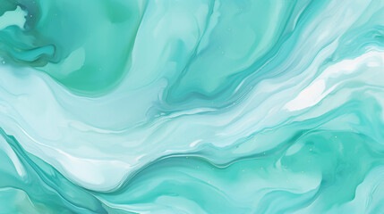 Pastel Cyan Mint Liquid Marble Watercolor Background
