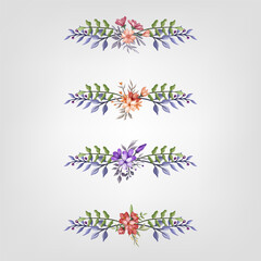 Set Botanic Blossom Floral Elements. Bloom Foliage