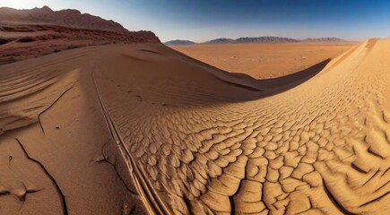 sunset in the desert, panoramic desert scene, sand in the desert, landscape in the desert