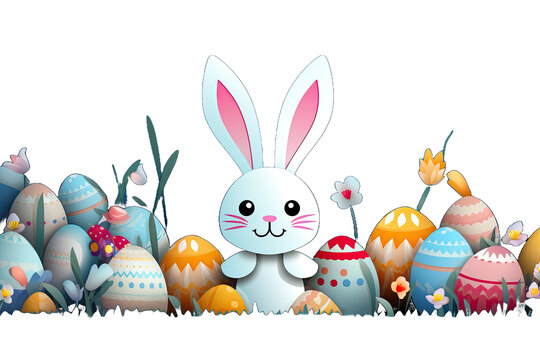 Banner design with bunny and easter eggs