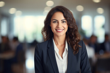 Obraz premium smiling business woman in conference room