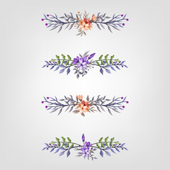 Set Botanic Blossom Floral Elements. Bloom Foliage