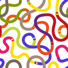 Colorful line seamless pattern. Vector fun background for kids in minimalist style