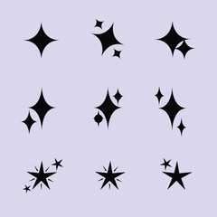 Glitter stars, set of vector stars, , vector illustration