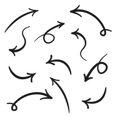 Vector set of hand drawn arrows for design, vector illustration