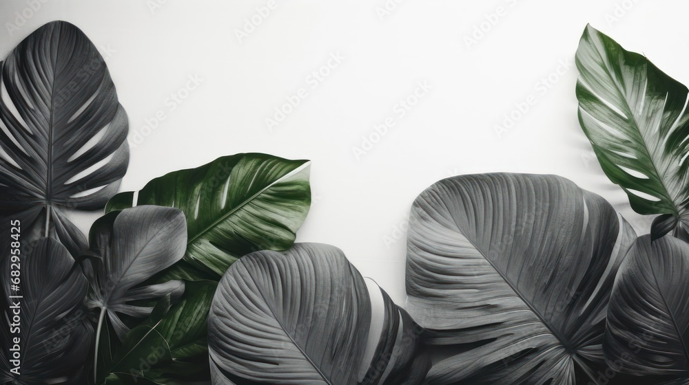 Poster minimal product placement background with palm shadow on cement wall, elegant summer interior archit