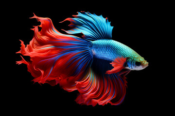 Image of of betta fish with colorful on black background. Fishs., Pet., Animals.
